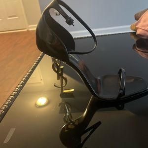 Saint Laurent OPYUM SANDALS IN PATENT LEATHER WITH GOLD-TONE HEEL